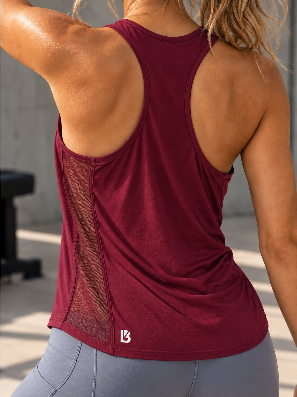 BuffBunny Collection Burgundy Racerback Workout Tank Top Medium